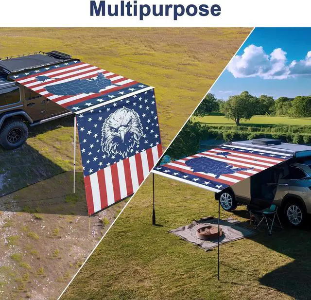 Alt view image 5 of 7 - Yescom Car Side Awning Replacement 6.5x7.8 Ft Rooftop Tent SUV Outdoor Camping US Map