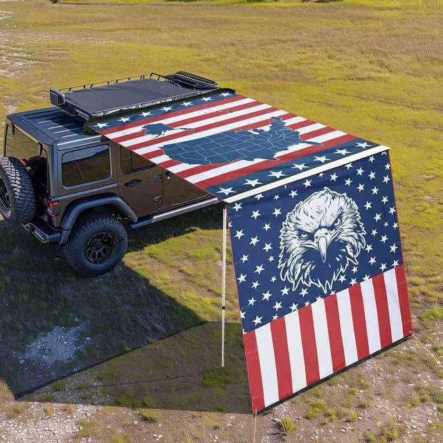 Alt view image 2 of 7 - Yescom Awning Wall 6.4FT x 6.7FT for Caravan Car Side Shade Vehicle Tent Camping Windbreak Eagle