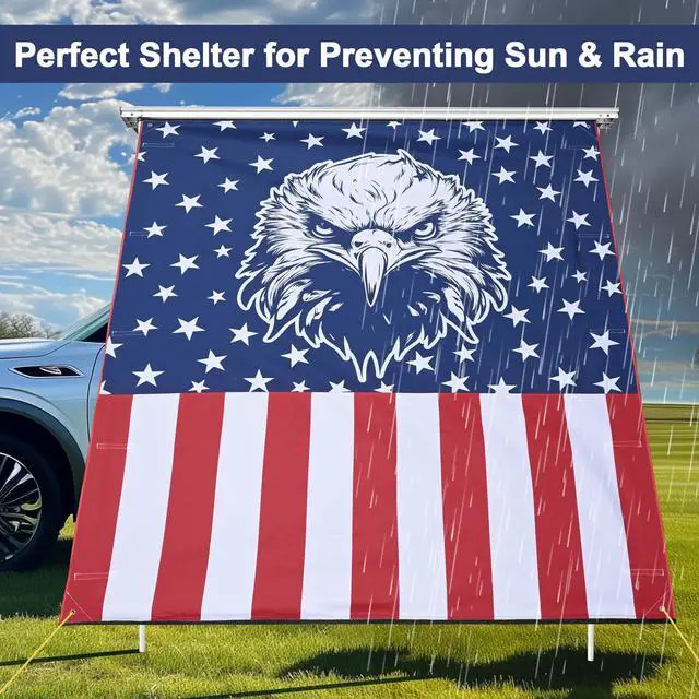 Alt view image 4 of 7 - Yescom Awning Wall 6.4FT x 6.7FT for Caravan Car Side Shade Vehicle Tent Camping Windbreak Eagle