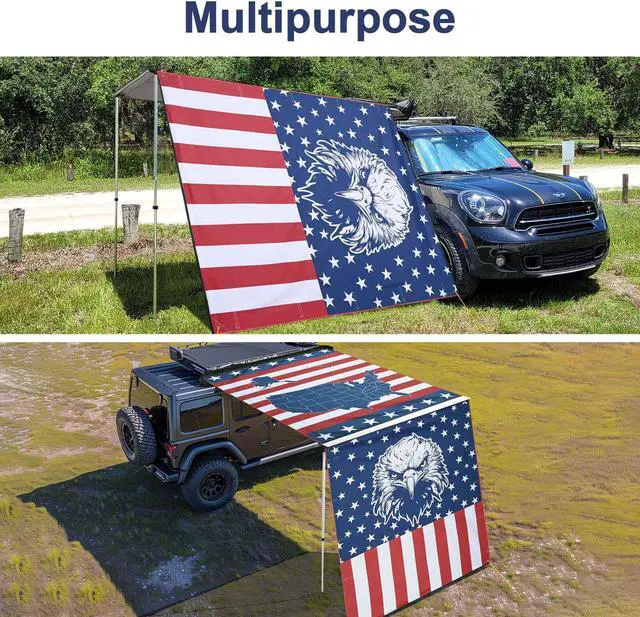 Alt view image 5 of 7 - Yescom Awning Wall 6.4FT x 6.7FT for Caravan Car Side Shade Vehicle Tent Camping Windbreak Eagle