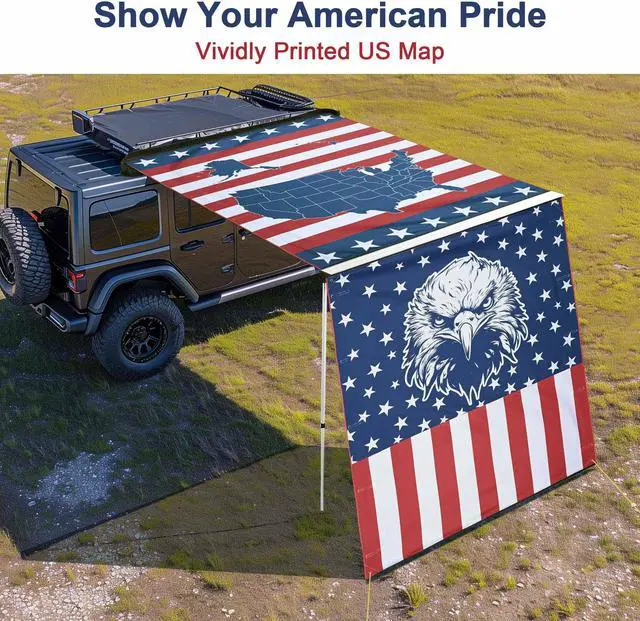 Alt view image 6 of 7 - Yescom Awning Wall 6.4FT x 6.7FT for Caravan Car Side Shade Vehicle Tent Camping Windbreak Eagle