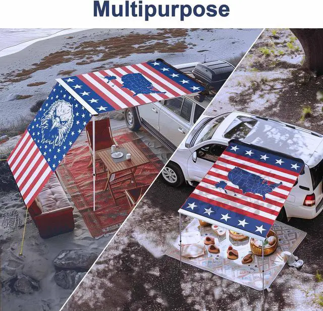 Alt view image 5 of 7 - Yescom Car Side Awning Replacement 4.5x6 Ft Rooftop Tent SUV Outdoor Camping