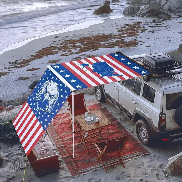 Alt view image 2 of 7 - Yescom Awning Wall 4.6FT x 6.6FT for Caravan Car Side Shade Vehicle Tent Camping Windbreak Eagle