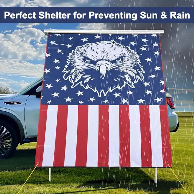 Alt view image 3 of 7 - Yescom 4.5x6 Ft Carside Awning Replacement Fabric with Side Wall Roof Rack Overlanding