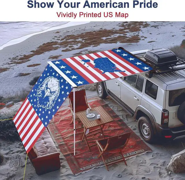 Alt view image 5 of 7 - Yescom Awning Wall 4.6FT x 6.6FT for Caravan Car Side Shade Vehicle Tent Camping Windbreak Eagle