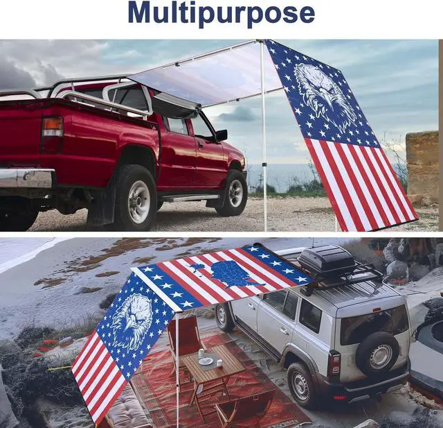 Alt view image 4 of 7 - Yescom 4.5x6 Ft Carside Awning Replacement Fabric with Side Wall Roof Rack Overlanding