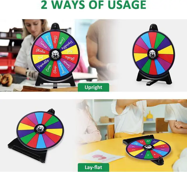 Alt view image 3 of 7 - WinSpin 12" Prize Wheel 14 Slots Spinning Game Tabletop Fortune Game Eagle