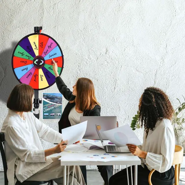 Alt view image 7 of 7 - WinSpin 24" Prize Wheel Tabletop Floor Stand Spinning Game Brochure Holder