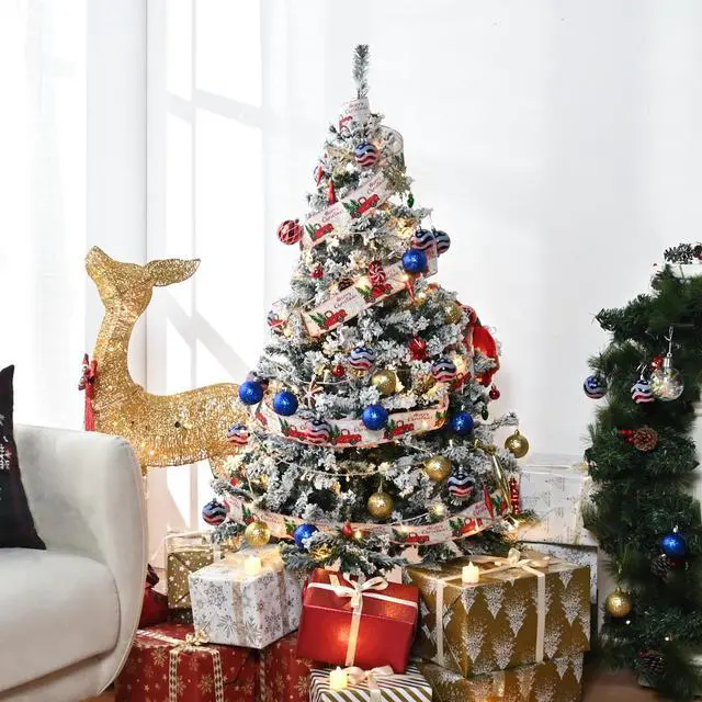 Alt view image 6 of 7 - 5 Ft White Christmas Tree Artificial with 66FT 200 LED Fairy Lights Xma Decor