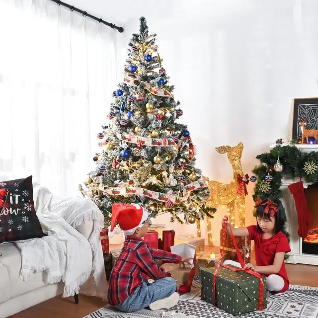 Main image of Yescom White Christmas Tree Artificial,7Ft Flocked Xmas Tree,Foldable Hinged,1166 Branch Tips