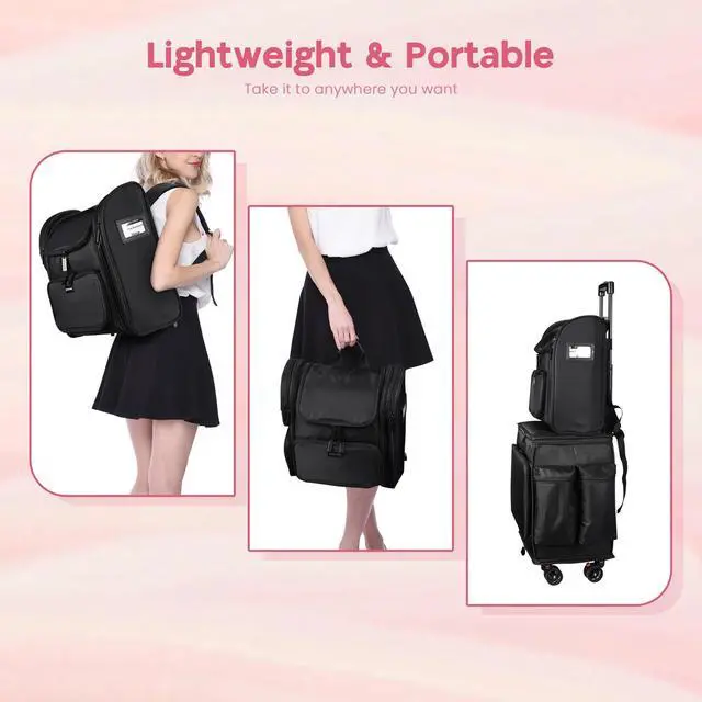 Alt view image 4 of 7 - Byootique 2in1 Nail Polish Organizer Rolling Makeup Train Case Manicure Storage