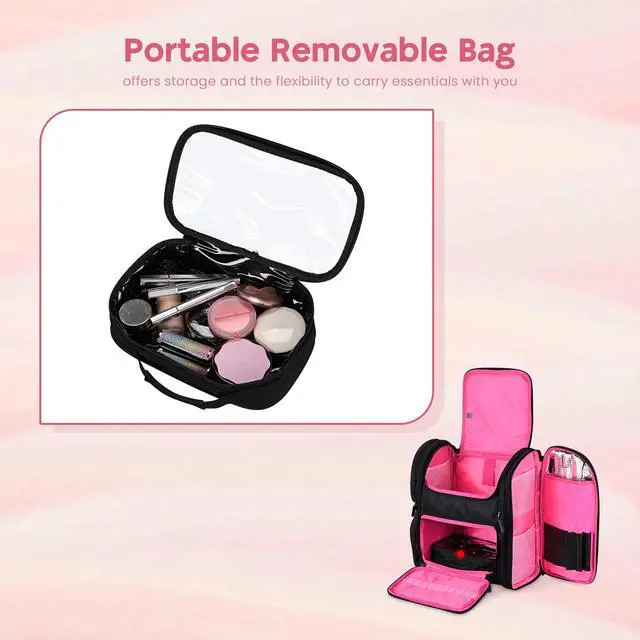 Alt view image 7 of 7 - Byootique 2in1 Nail Polish Organizer Rolling Makeup Train Case Manicure Storage