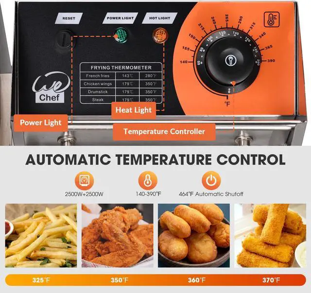 Alt view image 2 of 7 - 5000W 20L Electric Countertop Stainless Steel Deep Fryer Single Tank Basket Commercial Restaurant