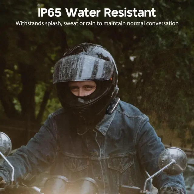 Alt view image 5 of 7 - AHR Motorcycle Bluetooth Headset with Music Sharing Helmet Bluetooth 5.1 Intercom Support 2 Riders with Noise Cancellation for Snowmobile Dirt Bik ATV Helmet