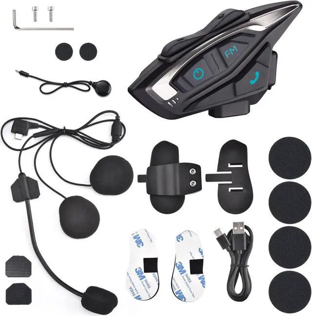 Main image of AHR Motorcycle Bluetooth Headset with Music Sharing Helmet Bluetooth 5.1 Intercom Support 2 Riders with Noise Cancellation for Snowmobile Dirt Bik ATV Helmet