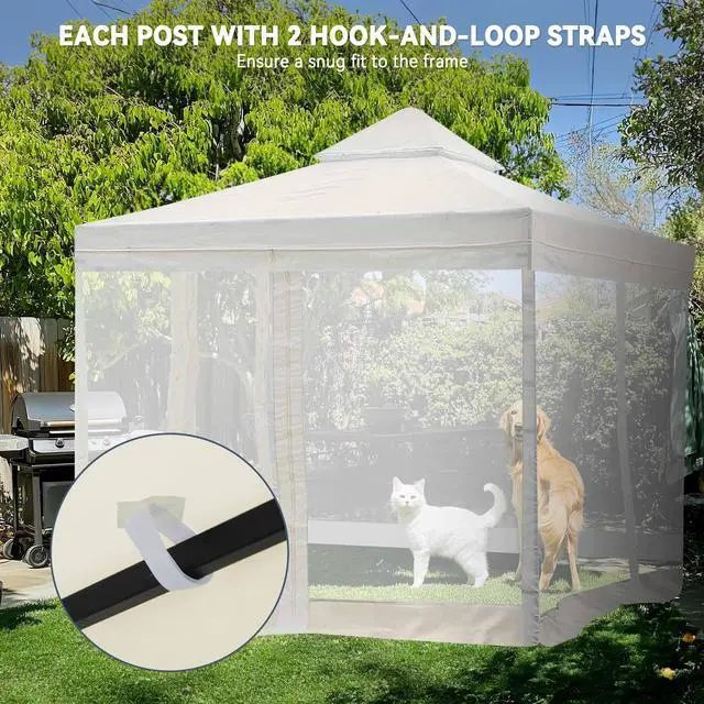 Alt view image 5 of 7 - Yescom 10x10Ft Gazebo Top Replacement With Mesh Net 2Tier Fit for Y00610T07NET Outdoor Canopy Cover Patio Yard White