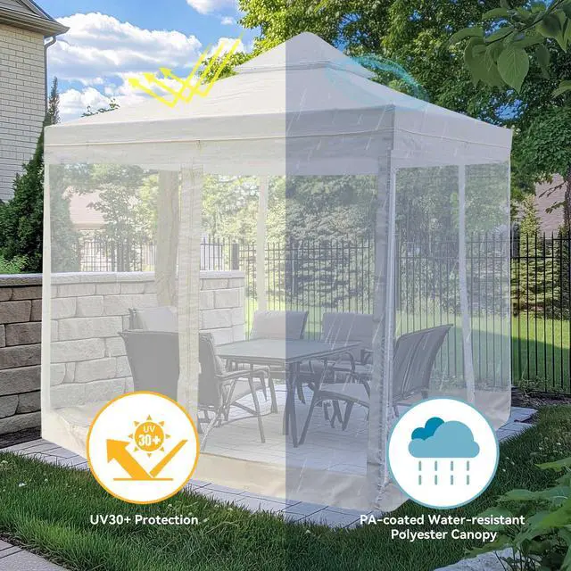 Alt view image 6 of 7 - Yescom 10x10Ft Gazebo Top Replacement With Mesh Net 2Tier Fit for Y00610T07NET Outdoor Canopy Cover Patio Yard White