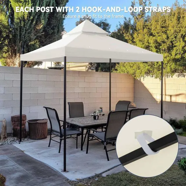 Alt view image 5 of 7 - Yescom 8x8Ft 2-Tier Gazebo Top Replacement UV30+ for 2 Tier Outdoor Patio Canopy Cover Party Backyard Garden Ivory