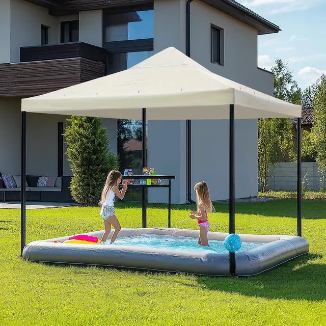 Alt view image 3 of 8 - Yescom 10x10Ft Gazebo Top Replacement for beach cabanas for 1 Tier Outdoor Canopy Cover Patio Garden Yard Party White