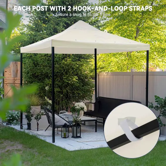Alt view image 6 of 8 - Yescom 10x10Ft Gazebo Top Replacement for beach cabanas for 1 Tier Outdoor Canopy Cover Patio Garden Yard Party White