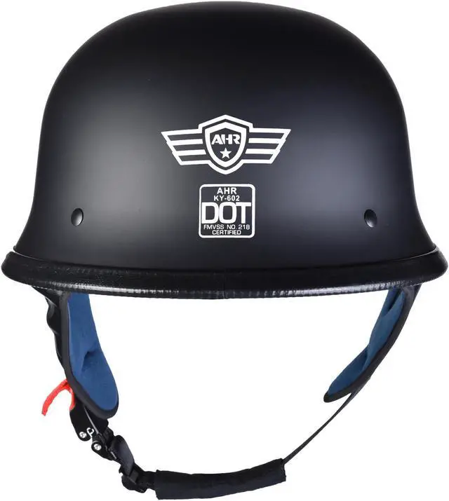 Alt view image 4 of 7 - AHR RUN-G DOT German Style Motorcycle Half Helmet Open Face Cruiser Chopper Biker Scooter Vintage S