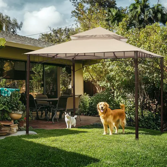 Alt view image 6 of 7 - Yescom 10.6'x10.6' Gazebo Top Replacement Fit for Brand_Model Target Madaga/L-GZ136PST2 Tier Patio Garden Light Beige