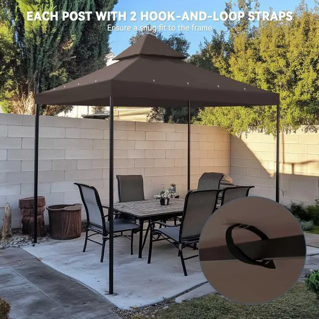 Alt view image 5 of 7 - Yescom 8x8Ft 2-Tier Gazebo Top Replacement UV30+ for 2 Tier Outdoor Patio Canopy Cover Party Backyard Garden Coffee