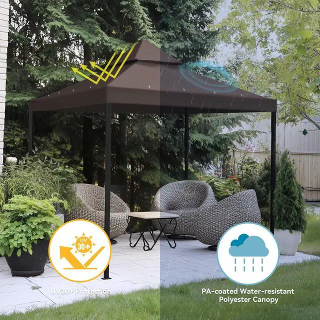 Alt view image 6 of 7 - Yescom 8x8Ft 2-Tier Gazebo Top Replacement UV30+ for 2 Tier Outdoor Patio Canopy Cover Party Backyard Garden Coffee