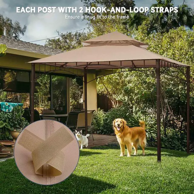 Alt view image 7 of 11 - Yescom 10.6'x10.6' Gazebo Top Replacement Fit for Brand_Model Summer Veranda Gazebo/L-GZ093PST/G-GZ093PST/TGZ093 2 Tier Outdoor Patio Dark Beige