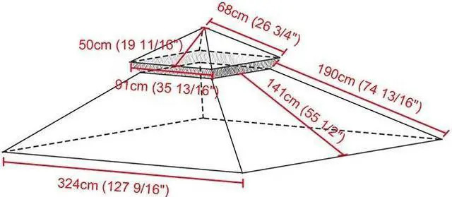 Alt view image 9 of 11 - Yescom 10.6'x10.6' Gazebo Top Replacement Fit for Brand_Model Summer Veranda Gazebo/L-GZ093PST/G-GZ093PST/TGZ093 2 Tier Outdoor Patio Dark Beige