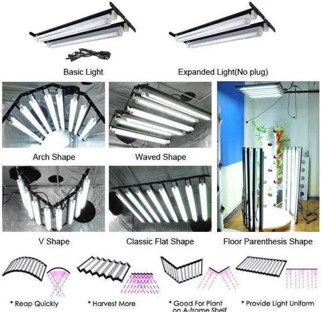 Alt view image 3 of 7 - Yescom T5 Grow Light Hydroponic Fluorescent Tube Dual Bulb Lamp Veg Remote Control