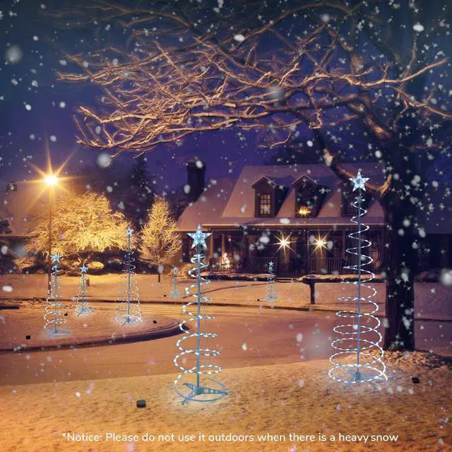Alt view image 6 of 7 - Yescom Sparkle 6 Pack LED Christmas Spiral Light Kit Battery 3/4/6Ft Pre-Lit LED with Star Topper for Indoor Outdoor