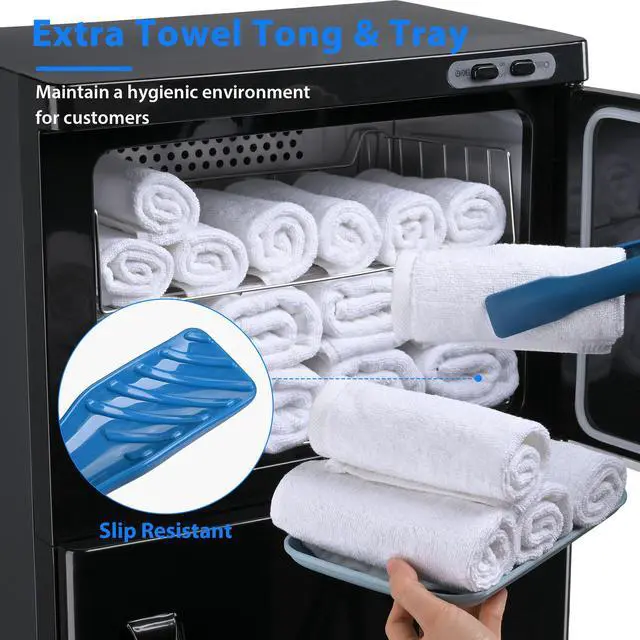 Alt view image 2 of 7 - 46L 2in1 Dual Cabinet Towel Warmer UV Sterilizer with 4 Racks for Salon Hote