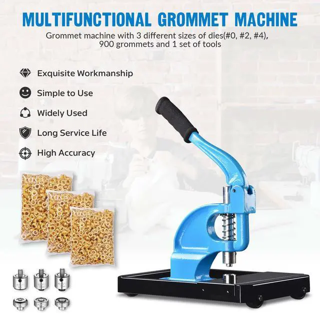 Alt view image 5 of 7 - Yescom Grommet Tool Kit with Rolling Base 900 pcs Eyelets Washers #0/#2/#4 Die Leather Hole Punch Set Hand Press Machine