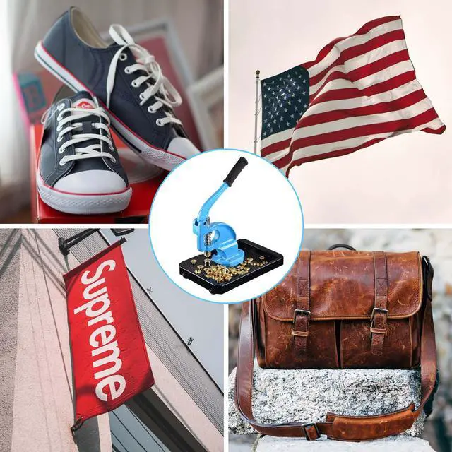 Alt view image 4 of 7 - Yescom Grommet Tool Kit with Rolling Base 900 pcs Eyelets Washers #0/#2/#4 Die Leather Hole Punch Set Hand Press Machine