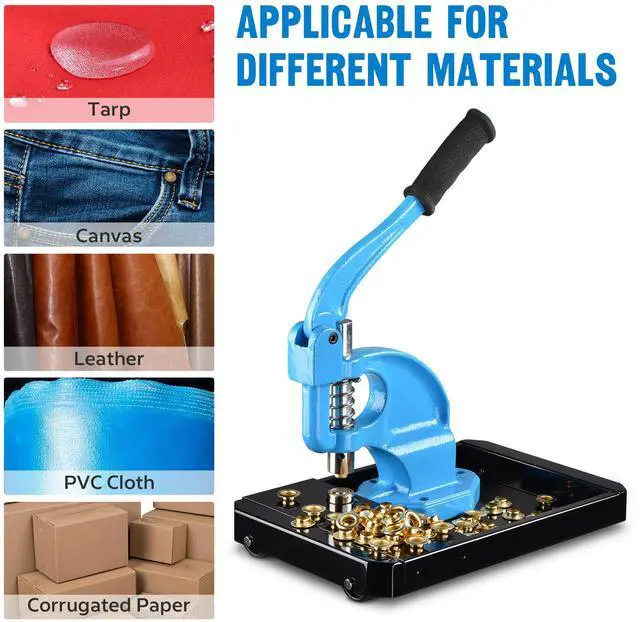 Alt view image 6 of 7 - Yescom Grommet Tool Kit with Rolling Base 900 pcs Eyelets Washers #0/#2/#4 Die Leather Hole Punch Set Hand Press Machine