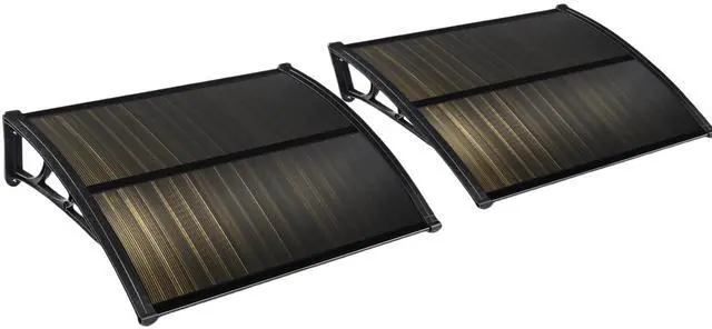 Main image of Yescom 2Pcs 39"X29" Window Awning Door Canopy Polycarbonate Anti-UV30+ Cover Outdoor Rain Snow Protection Patio Brown