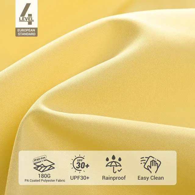 Alt view image 5 of 7 - Yescom 13FT Large Outdoor Patio Umbrella UV30+ Wood 8 Rib Pole for Table Beach Yard Garden Wedding Deck Cafe Pool Yellow