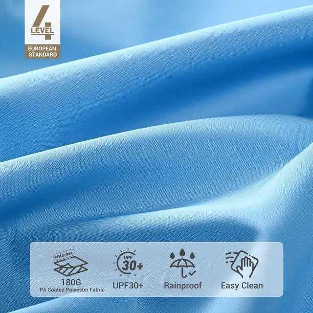 Alt view image 4 of 7 - Yescom 13FT Large Outdoor Patio Umbrella UV30+ Wood 8 Rib Pole for Table Beach Yard Garden Wedding Deck Cafe Pool Blue