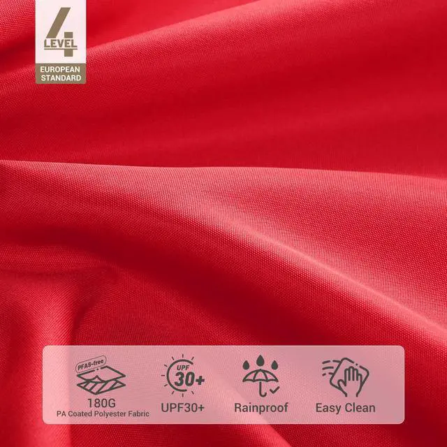 Alt view image 4 of 8 - Yescom 13FT Large Outdoor Patio Umbrella UV30+ Wood 8 Rib Pole for Table Beach Yard Garden Wedding Deck Cafe Pool Red