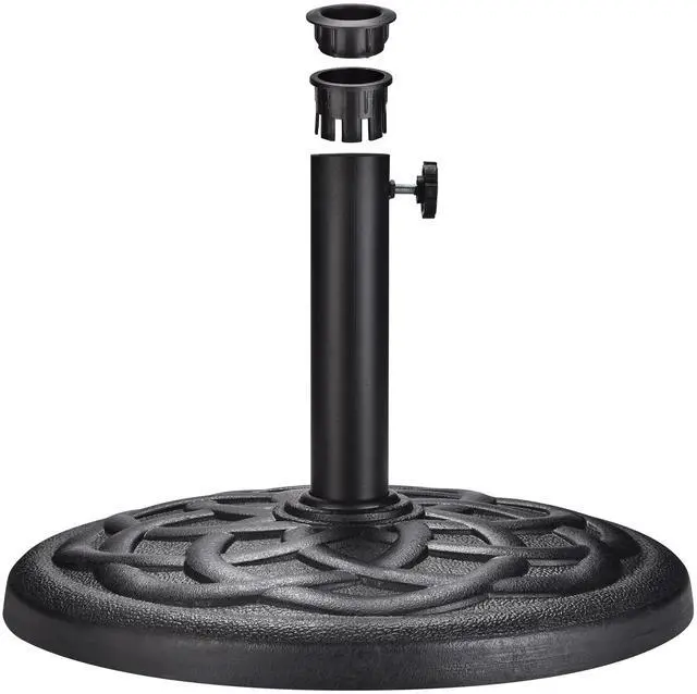 Alt view image 6 of 7 - Yescom 7.5ft Outdoor Patio Umbrella with Base Included Heavy Duty Weighted Stand Holder with Scale Tilt Sunshade Garden Parasol for Yard Deck Market Pool Red