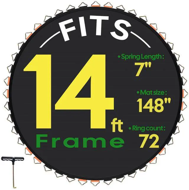 Main image of Yescom Trampoline Replacement Mat W/72V-Ring For 14" Trampoline Frame 7" Spring , UV Resistant Outdoor Garden