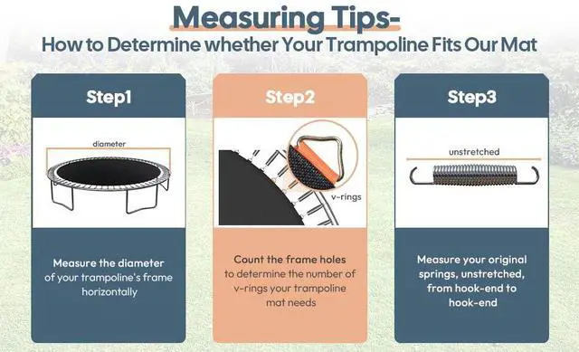 Alt view image 4 of 7 - Yescom Trampoline Replacement Mat W/72V-Ring For 14" Trampoline Frame 7" Spring , UV Resistant Outdoor Garden