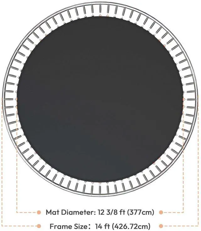 Alt view image 5 of 7 - Yescom Trampoline Replacement Mat W/72V-Ring For 14" Trampoline Frame 7" Spring , UV Resistant Outdoor Garden
