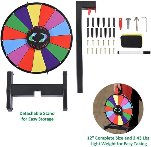 Alt view image 5 of 7 - WinSpin 12" Editable Color Prize Wheel Tabletop 14 Slots Tradeshow Events