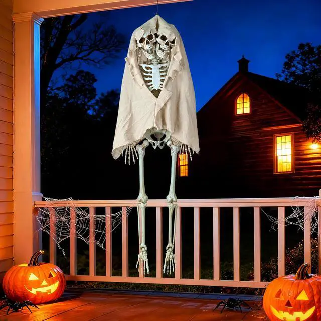 Alt view image 2 of 7 - Yescom Life Size Skeleton Poseable Full Size Two Head 5.4Ft Halloween Party Decoration Haunted House 2025