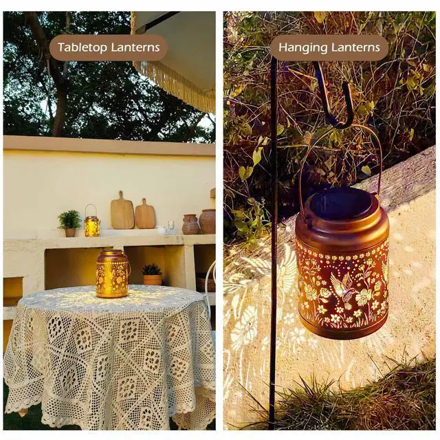 Alt view image 5 of 7 - LAGarden Hummingbird Solar Lantern with Shepherds Hooks Outdoor Hanging Decor Light Christmas Gifts Yard Patio 6Pack