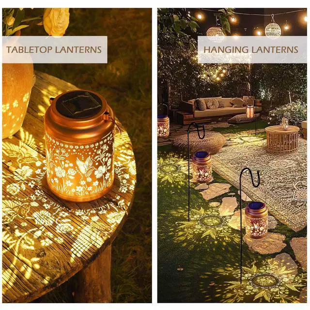 Alt view image 6 of 7 - LAGarden Hummingbird Solar Lantern with Shepherds Hooks Outdoor Hanging Decor Light Christmas Gifts Yard Patio 6Pack