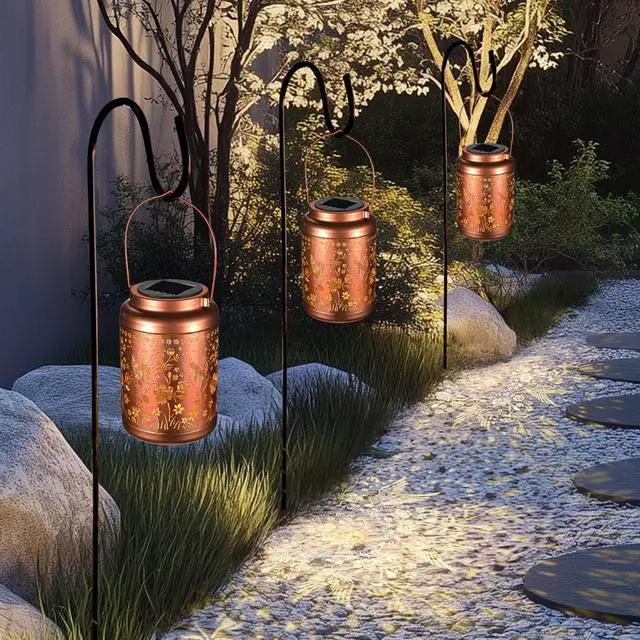 Alt view image 2 of 7 - LAGarden Hummingbird Solar Lantern with Shepherds Hooks Outdoor Hanging Decor Light Christmas Gifts Yard Patio 6Pack