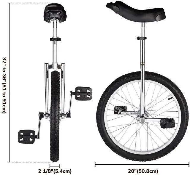 Alt view image 5 of 7 - Yescom 20 In Wheel Outdoor Unicycle Leakproof Butyl Tire Circus Bike Balance Training for Adults Teenagers Kids, Silver